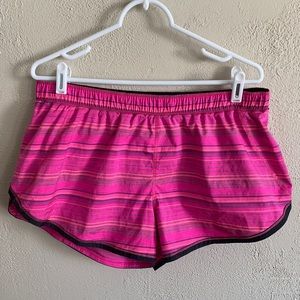 Lululemon shorts, bright pink stripes